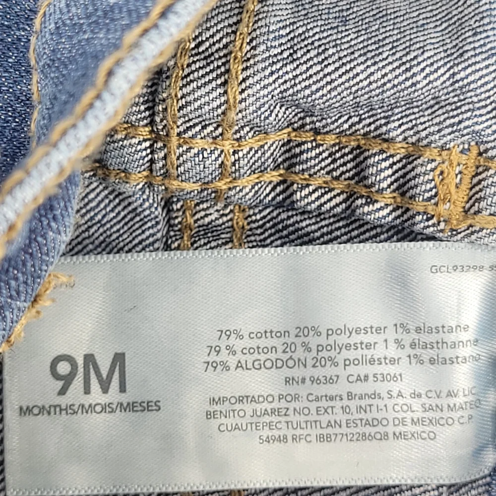 Oshkosh B'gosh Jeans Infant Size 9mo Straight Leg Stretch Denim Adjustable Waist
